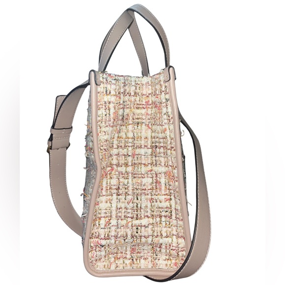 EUC GUESS Silvana Tweed Double Compartment Tote Ash Rose/Multi - Picture 12 of 16